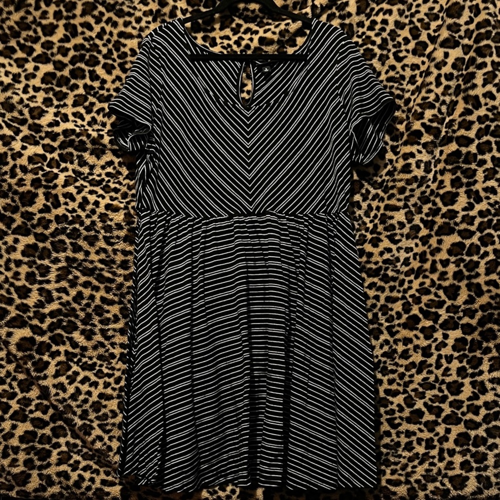 Torrid Black and White Striped Skater Dress